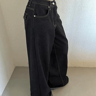 Raw denim back pocket pants
