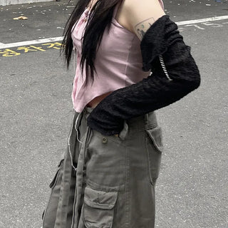Bolero chain see-through layered cardigan