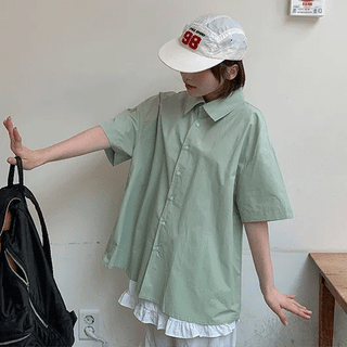 Tortelli Cotton Oversized Short Sleeve Shirt