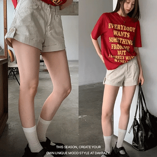 Bello Vintage Roll-up Cotton Shorts