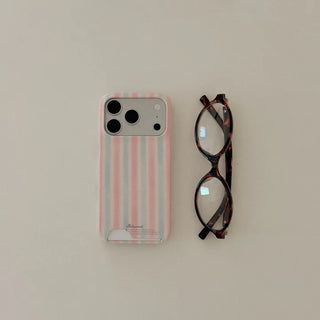 Soft Pastel Stripe iPhone 17 Pro Card Holder Hard Case