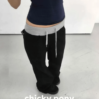 89 Folding Low-Rise Training Pants  / Sweatpants Tracksuit Pants Pants Low-Waist Elastic Waist Pants Summer Pants Semi-Bootcut Daily Look