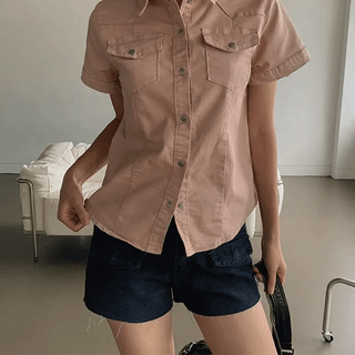 Lia Pigment Pocket Half Shirt