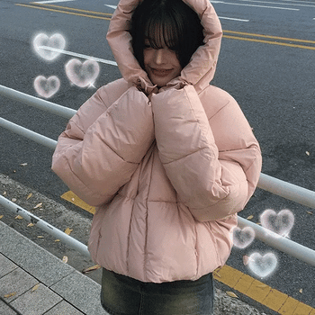 J Hoodie High-Neck Oversized Padded Jacket