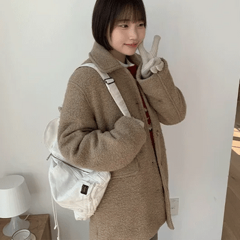 Riena Boucle Quilted Wool Half Coat