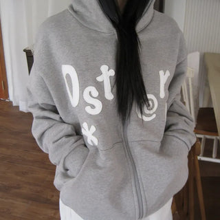 Lettering Zip-up Hoodie