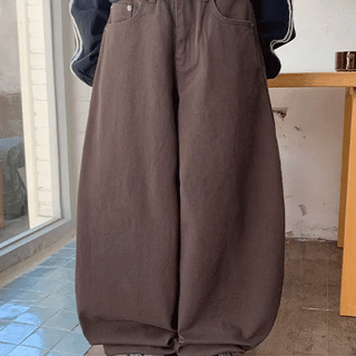 Menconi Brown Balloon Wide Cotton Pants