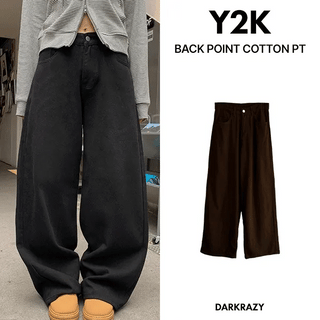Back-point Tab Cotton Wide Pants