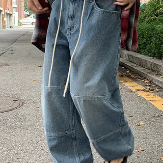 Lindsey String Cut-out Wide Denim Pants