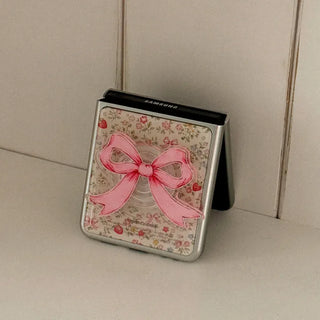 [SET] Flower Garden Foldable Fold 8 Silver Epoxy Bumper Case + Acrylic Smart Grip