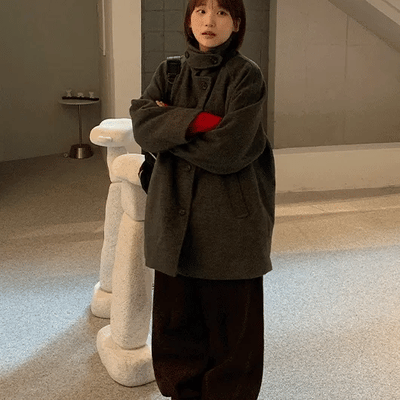 Dillen 2oz High-Neck Button Half Coat