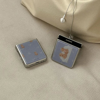 Teddy Friends Galaxy Z-Flip Fold 8 Epoxy Silver Bumper Case