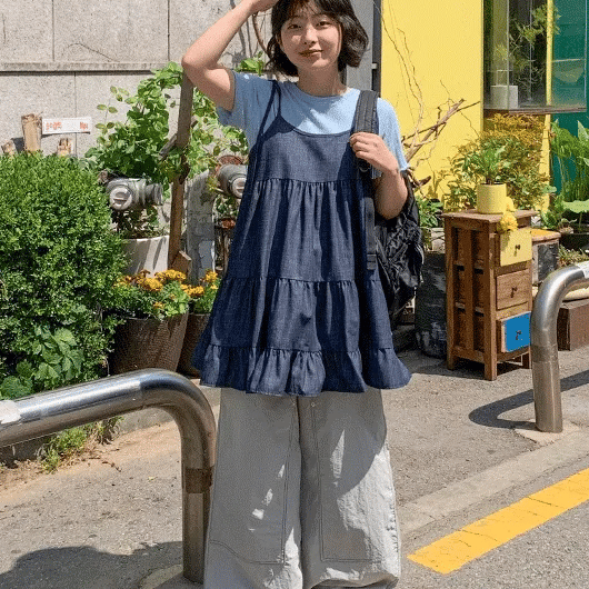 Uburn Denim Tiered Sleeveless Layered Dress