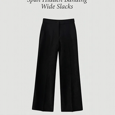 LIKEMENT Port Spandex Hidden Banding Wide Slacks