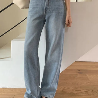 Kind Summer Medium Blue Hidden Elastic Waist Wide Denim