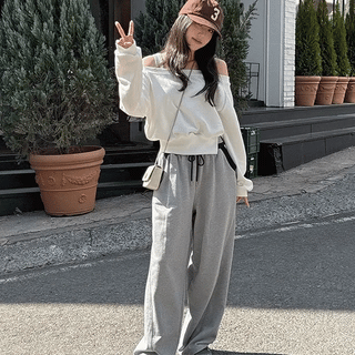 Sweat color block wide pants