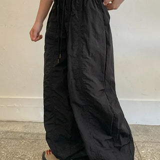 Oako Elastic Nylon String Balloon Wide Pants