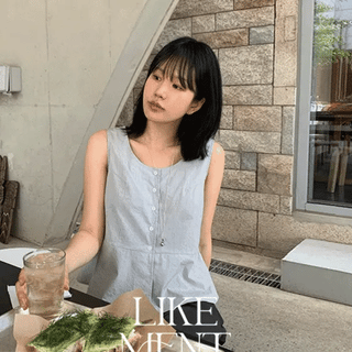 Scent Stripe Seersucker Sleeveless Blouse