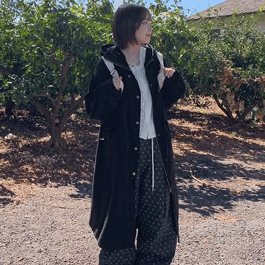 Rowety Cotton Overlong Hooded Field Jacket