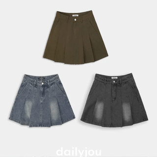 Nature Washed Cotton Pleated Skirt