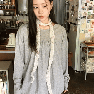 Raneehi Shirred Ribbon Long Sleeve Tee