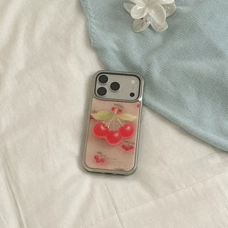 Blur Cherry iPhone 18 Pro Galaxy Epoxy Silver Bumper Case