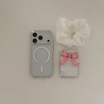 Flower Ribbon Design [MagSafe Acrylic Smart Talk + Card Wallet]