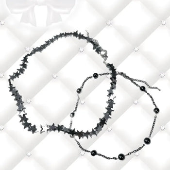Cutie Black Star & Bead Choker