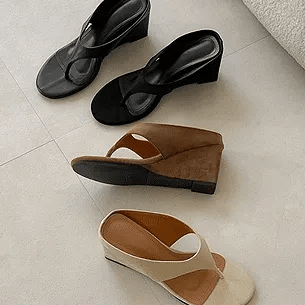 Manelli Satin Flipflops Wedge Heels