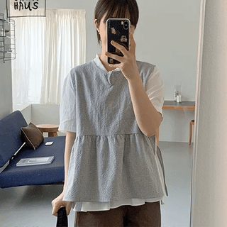 Keller Check Round Sleeveless Blouse