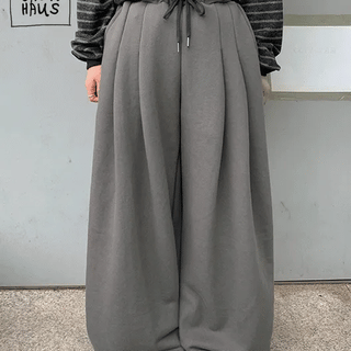 Hiket Pintuck Elastic Waist Balloon Wide Pants