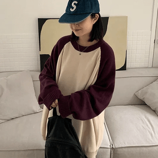 Kotoi Color Block Raglan Overknit