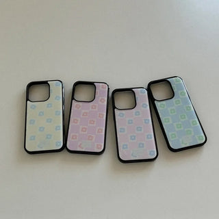 floral check iPhone 18 MagSafe Black Bumper Case