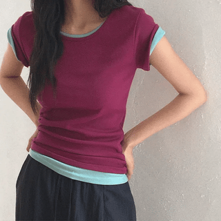 Mimian Daily Slim Fit Round Short Sleeve T-shirt