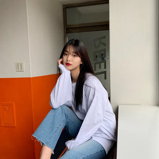 Boxy Fit Daily Slit Plain Sweatshirt