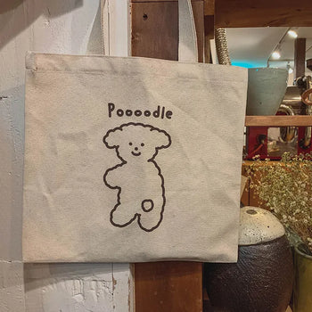 Eco Bag Canvas Illustration Cotton Oatmeal Shoulder Bag