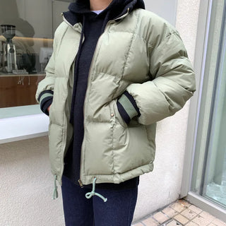 Vint Ribbed Color Block Short Padded Jacket