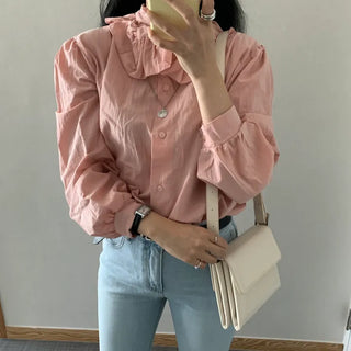 Big Collar Frill Blouse