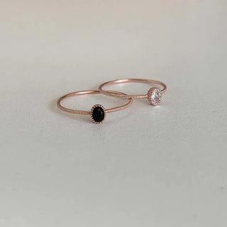 Rose Gold Oval Onyx Ring