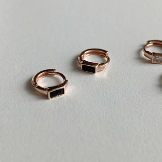 Rose Gold Mini Onyx One-Touch Earrings