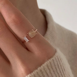 Rose Gold Open Ring with Limestone