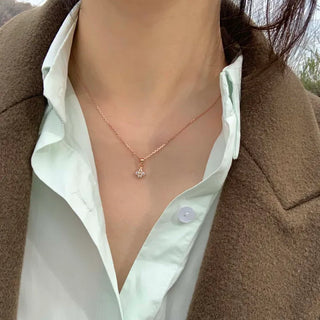 Rose Gold Cubic Flower Necklace