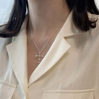 Cubic Line Cross Necklace