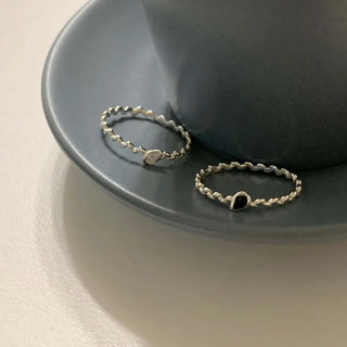 Teardrop Cubic Leaf Layered Ring (Rose Gold/Silver)
