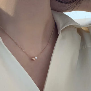Swarovski Pearl Silver Ball Necklace (Silver, Rose Gold)