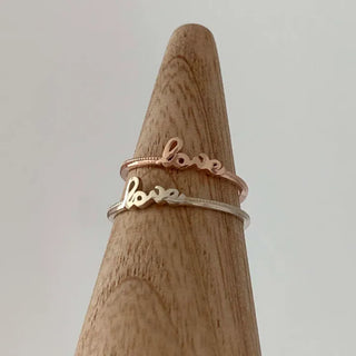 Mini Love Lettering Ring (Silver, Rose Gold)