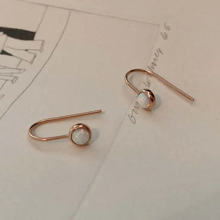Rose Gold Opal Hoop Earrings