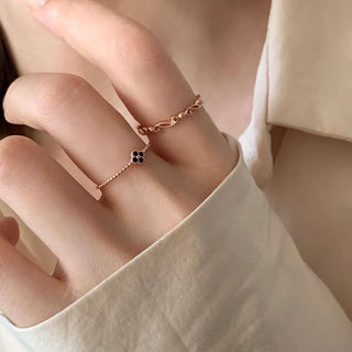 Cubic Flower Layered Ring (Black Cubic, White Cubic)