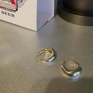 Oval Volume One-Touch Ring Earrings