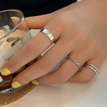 925 Silver Plain Flat Ring (Silver, Gold)